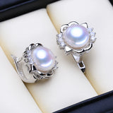 925 Silver Pearl Earrings Bohemian Clip-On Women's Wedding Jewelry