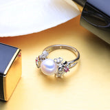 Adjustable Freshwater Pearl Wedding Ring 925 Sterling Silver