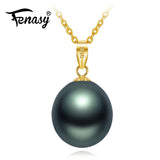 18K Yellow Pearl Pendant Necklace for Women