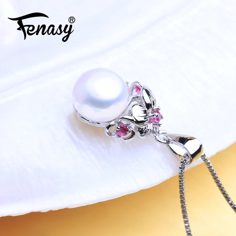 Bohemian Ruby Pendant Pearl Jewelry Natural Pearl Necklace