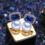Bohemian Sapphire Pendant Set 925 Silver Natural Pearl Jewelry