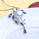 Bohemian Sapphire Pendant Set 925 Silver Natural Pearl Jewelry