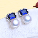 Bohemian Sapphire Pendant Set 925 Silver Natural Pearl Jewelry