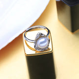 Freshwater Pearl 925 Silver Wave CZ Ring Vintage Jewelry