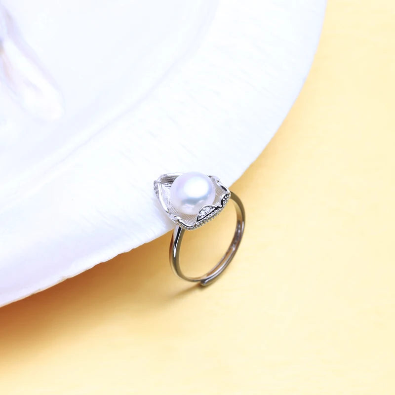 Freshwater Pearl 925 Silver Wave CZ Ring Vintage Jewelry