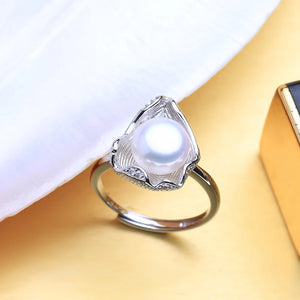 Freshwater Pearl 925 Silver Wave CZ Ring Vintage Jewelry