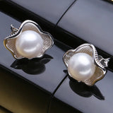 Freshwater Pearl Earrings 925 Silver Studs Women Jewelry