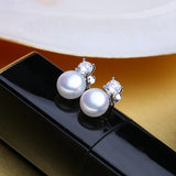 Freshwater Pearl Earrings 925 Silver Studs Women Jewelry