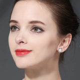 Freshwater Pearl Earrings 925 Silver Studs Women Jewelry