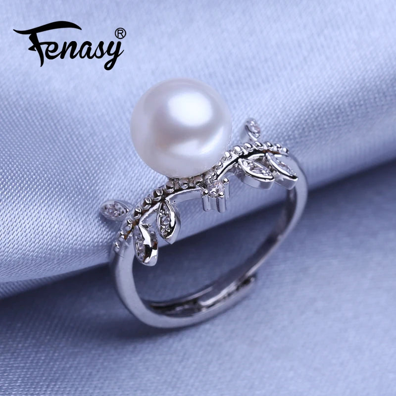 Geometric Silver Ring with Natural Freshwater Pearl
