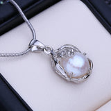 Baroque Pearl Necklace Bohemian Silver Pendant Gift