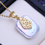 Baroque Pearl Flower Pendant Necklace for Women - Freshwater Birthday