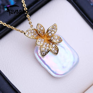 Baroque Pearl Pendant Necklace Flower Pendant Gift