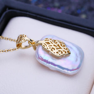 Baroque Pearl Flower Pendant Necklace for Women - Freshwater Birthday