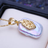 Baroque Pearl Flower Pendant Necklace for Women - Freshwater Birthday