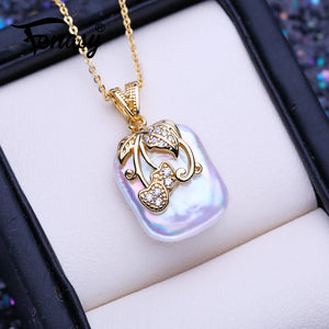 Baroque Pearl Flower Pendant Necklace for Women - Birthday Gift
