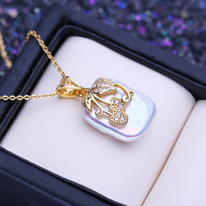 Baroque Pearl Flower Pendant Necklace for Women - Birthday Gift