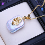 Baroque Pearl Flower Pendant Necklace for Women - Freshwater Birthday