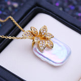 Baroque Pearl Pendant Necklace Flower Pendant Gift