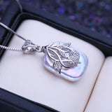 Baroque Pearl Pendant Necklace Silver Flower Birthday Gift