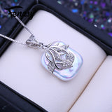 Baroque Pearl Pendant Necklace Silver Flower Birthday Gift
