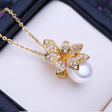 Freshwater Big Rice Pearl Pendant Necklace Flower Birthday Gift
