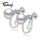 Natural Freshwater Pearl Earrings for Women Silver Clip On Stud Earrings