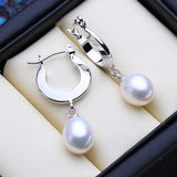 Freshwater Pearl Geometric Silver Earrings Party Jewelry