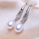 Freshwater Pearl Geometric Silver Earrings Party Jewelry