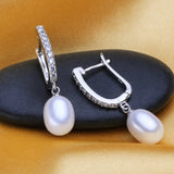 Freshwater Pearl Geometric Silver Earrings Party Jewelry