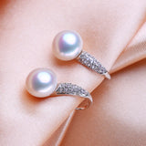 Freshwater Pearl Geometric Silver Stud Earrings Fine Jewelry
