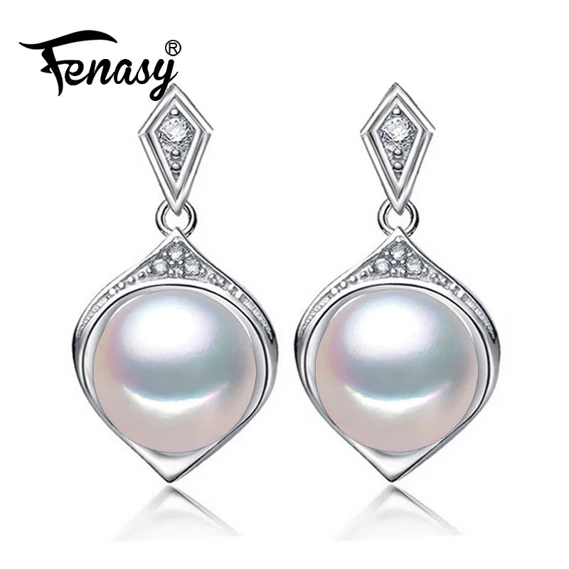 Freshwater Pearl Silver Stud Earrings Wedding Fine Jewelry