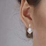 Freshwater Pearl Silver Stud Earrings Wedding Fine Jewelry