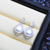 Freshwater Pearl Silver Stud Earrings Wedding Fine Jewelry