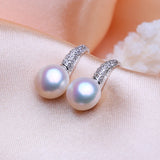 Freshwater Pearl Geometric Silver Stud Earrings Fine Jewelry