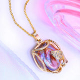 Freshwater Pearl Necklace Bohemian Ruby 925 Sterling Silver Pendant