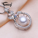 Freshwater Pearl Necklace Pink Gems Flower Pendant