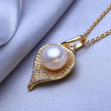 Freshwater Pearl Necklace Flower Pendant Party Jewelry