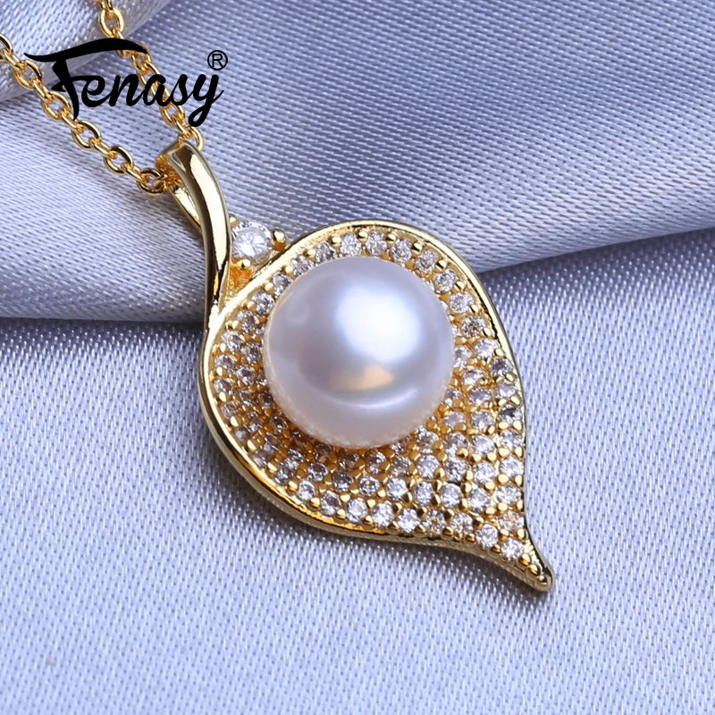 Freshwater Pearl Necklace Flower Pendant Party Jewelry