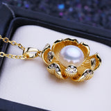 Freshwater Pearl Necklace Flower Pendant Party Jewelry Gift