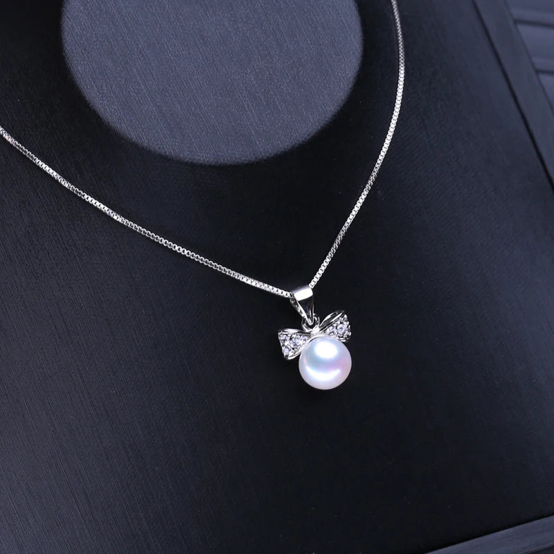 Sterling Silver Freshwater Pearl Pendant Necklace Romantic Gift