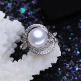 Freshwater Pearl Ring 925 Sterling Silver Bohemian Flower Jewelry