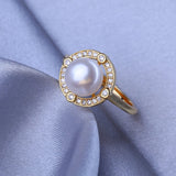 Freshwater Pearl Adjustable Emerald Ring Female Party Jewelry