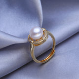 Freshwater Pearl Adjustable Emerald Ring Female Party Jewelry