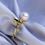 Freshwater Pearl Rings For Women Bohemian Adjustable Emerald Ring
