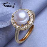 Freshwater Pearl Adjustable Emerald Ring Female Party Jewelry