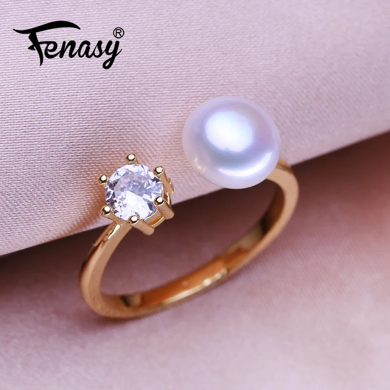 Freshwater Pearl Crown Ring for Women Party Pearl Jewelry