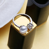 Freshwater Pearl Rings For Women Silver Crown CZ Party Ring
