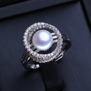 Freshwater Pearl Ring Silver Flower Female Fine Jewelry