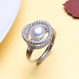 Freshwater Pearl Ring Silver Flower Female Fine Jewelry